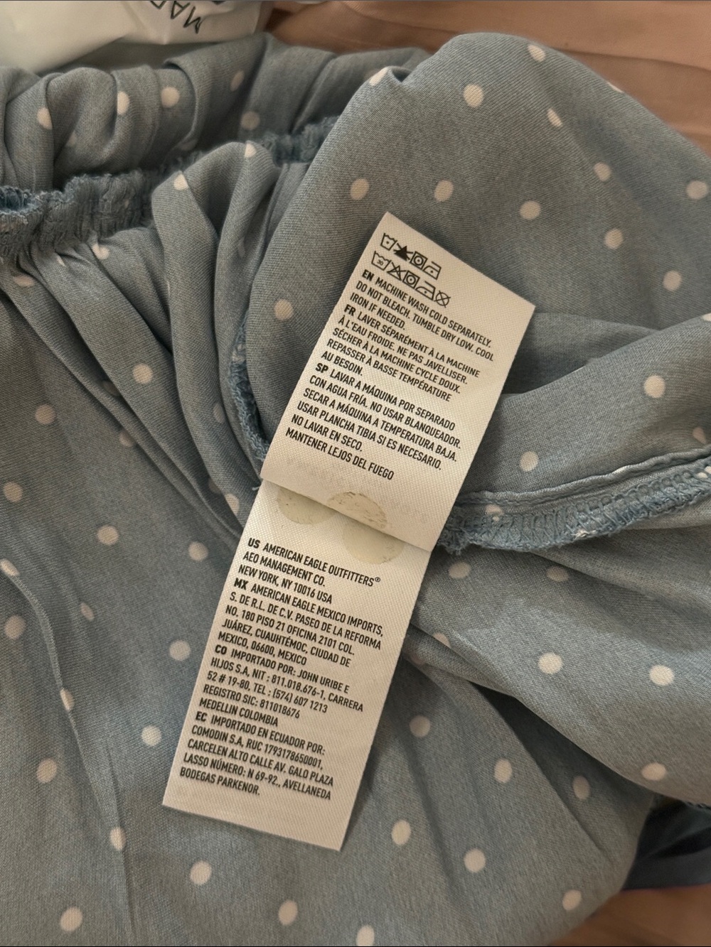 American Eagle Outfitters Blue Polka Dot Smocked Tank Top - Picture 8 of 8